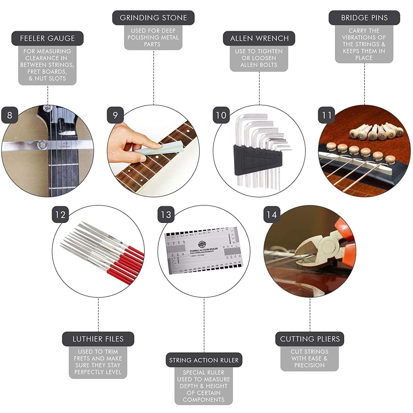 Guitar Repairing Maintenance Tool Kit 72Pcs Guitar Repair Kit Including Guitar Strings, Plectrums, Bridge, Guitar Code For Acous